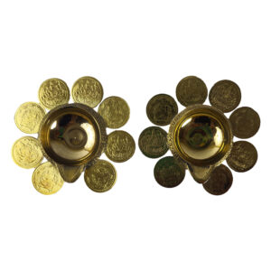 Brass Kubhera Asta Lakshmi Coin Diyas (1 pair)